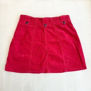 Free People We The Free Red Corduroy A-Line Mini Skirt - 25